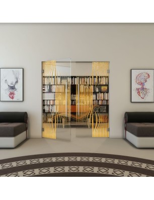 Pendeltür - Fineprint Model 059 Gold auf Klarglas