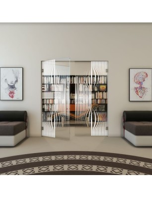 Pendeltür - Fineprint Model 059 Weiss auf Klarglas