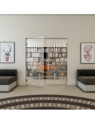 Pendeltür - Fineprint Model 060 Weiss auf Klarglas