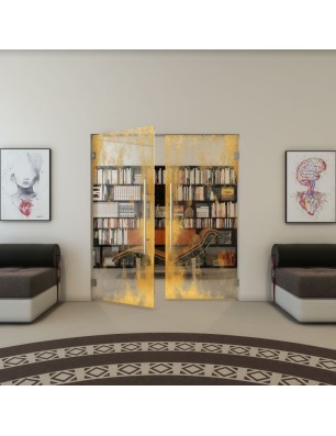 Pendeltür - Fineprint Model 061 Gold auf Klarglas