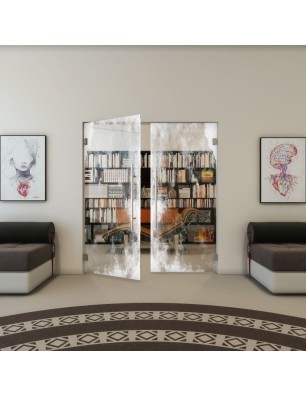 Pendeltür - Fineprint Model 061 Weiss auf Klarglas