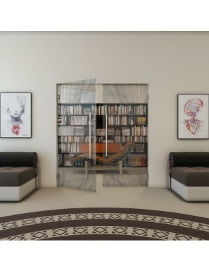 Pendeltür - Fineprint Model 062 Schwarz auf Klarglas