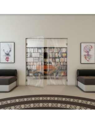 Pendeltür - Fineprint Model 062 Weiss auf Klarglas