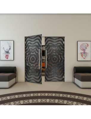 Pendeltür - Fineprint Model 064 Schwarz auf Klarglas