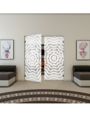 Pendeltür - Fineprint Model 064 Weiss auf Klarglas