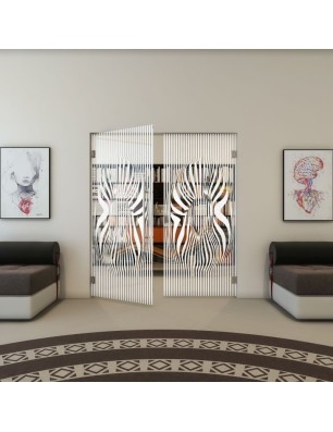 Pendeltür - Fineprint Model 065 Weiss auf Klarglas