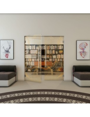 Pendeltür - Fineprint Model 066 Gold auf Klarglas