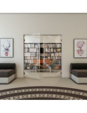 Pendeltür - Fineprint Model 066 Weiss auf Klarglas