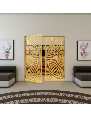 Pendeltür - Fineprint Model 070 Gold auf Klarglas