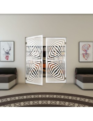 Pendeltür - Fineprint Model 070 Weiss auf Klarglas