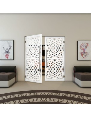 Pendeltür - Fineprint Model 071 Weiss auf Klarglas