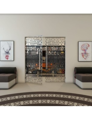 Pendeltür - Fineprint Model 072 Schwarz auf Klarglas