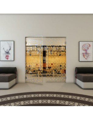 Pendeltür - Fineprint Model 072 Gold auf Klarglas