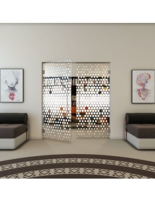 Pendeltür - Fineprint Model 072 Weiss auf Klarglas