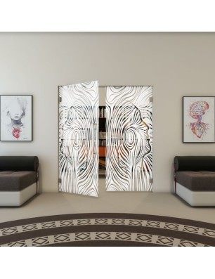 Pendeltür - Fineprint Model 074 Weiss auf Klarglas