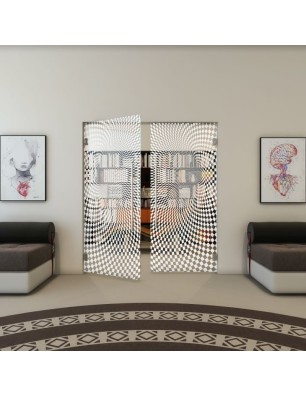 Pendeltür - Fineprint Model 075 Weiss auf Klarglas