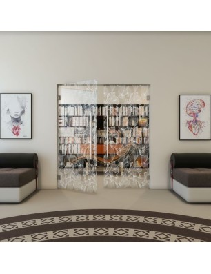 Pendeltür - Fineprint Model 077 Weiss auf Klarglas