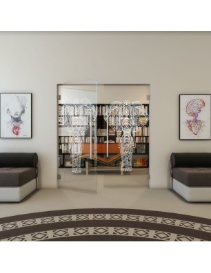 Pendeltür - Fineprint Model 078 Weiss auf Klarglas