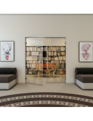 Pendeltür - Fineprint Model 080 Gold auf Klarglas