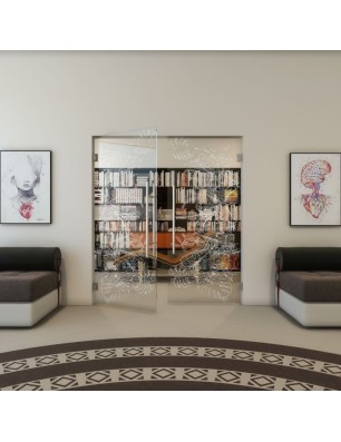 Pendeltür - Fineprint Model 082 Weiss auf Klarglas