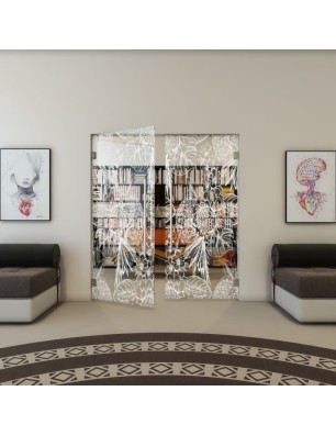 Pendeltür - Fineprint Model 083 Weiss auf Klarglas