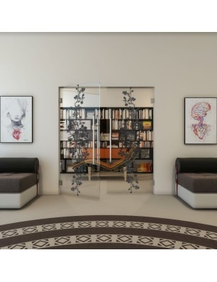 Pendeltür - Fineprint Model 085 Schwarz auf Klarglas