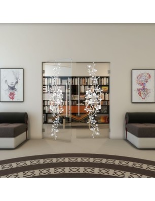 Pendeltür - Fineprint Model 085 Weiss auf Klarglas