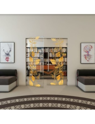 Pendeltür - Fineprint Model 086 Gold auf Klarglas