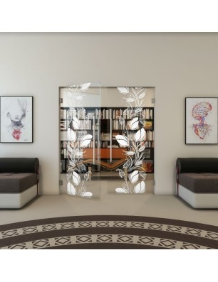 Pendeltür - Fineprint Model 086 Weiss auf Klarglas