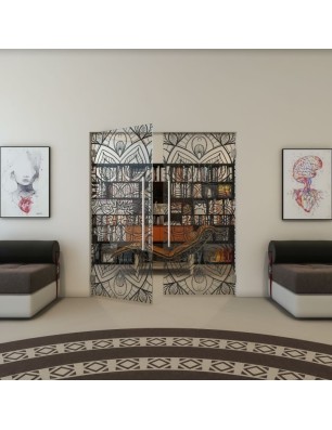 Pendeltür - Fineprint Model 087 Schwarz auf Klarglas