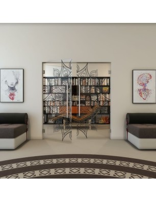 Pendeltür - Fineprint Model 088 Schwarz auf Klarglas