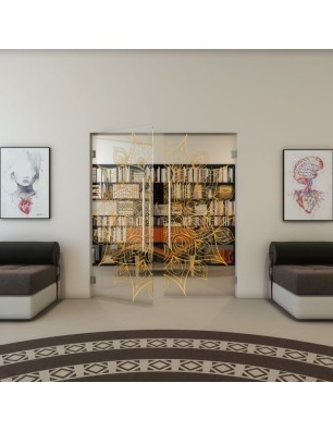 Pendeltür - Fineprint Model 088 Gold auf Klarglas