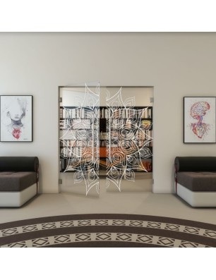 Pendeltür - Fineprint Model 088 Weiss auf Klarglas