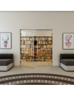 Pendeltür - Fineprint Model 089 Gold auf Klarglas