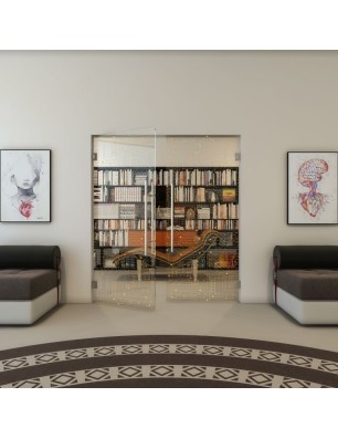 Pendeltür - Fineprint Model 090 Gold auf Klarglas