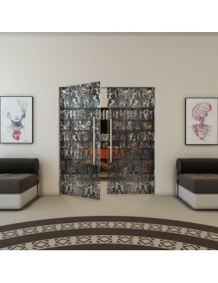 Pendeltür - Fineprint Model 091 Schwarz auf Klarglas