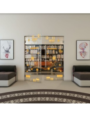 Pendeltür - Fineprint Model 092 Gold auf Klarglas