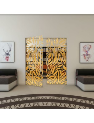 Pendeltür - Fineprint Model 096 Gold auf Klarglas