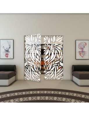 Pendeltür - Fineprint Model 096 Weiss auf Klarglas