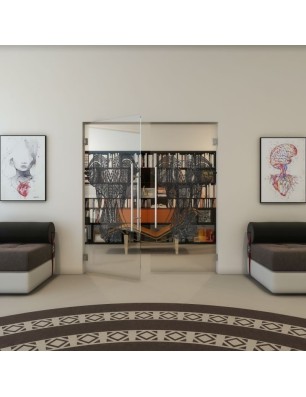 Pendeltür - Fineprint Model 098 Schwarz auf Klarglas