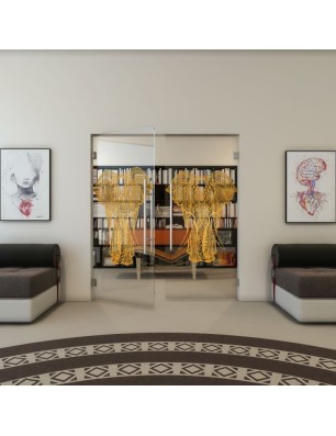 Pendeltür - Fineprint Model 098 Gold auf Klarglas