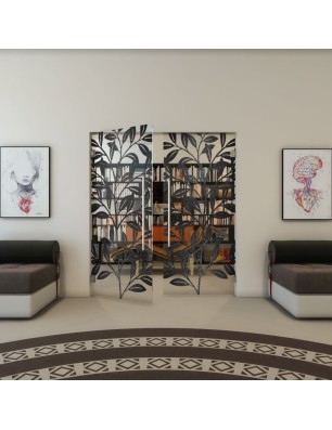 Pendeltür - Fineprint Model 099 Schwarz auf Klarglas