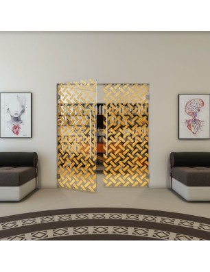 Pendeltür - Fineprint Model 102 Gold auf Klarglas