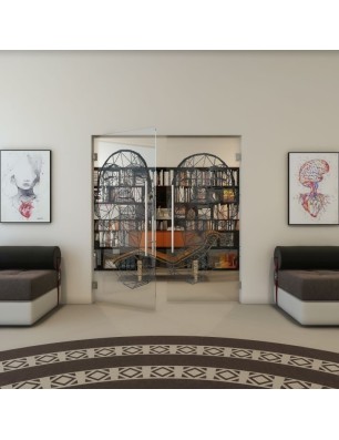 Pendeltür - Fineprint Model 103 Schwarz auf Klarglas