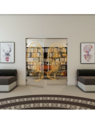 Pendeltür - Fineprint Model 103 Gold auf Klarglas