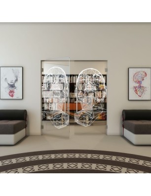 Pendeltür - Fineprint Model 103 Weiss auf Klarglas