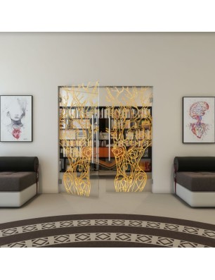 Pendeltür - Fineprint Model 105 Gold auf Klarglas