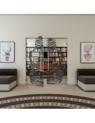 Pendeltür - Fineprint Model 106 Schwarz auf Klarglas