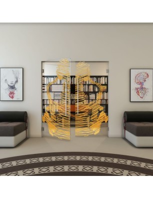 Pendeltür - Fineprint Model 106 Gold auf Klarglas