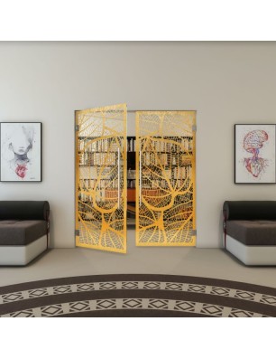 Pendeltür - Fineprint Model 107 Gold auf Klarglas